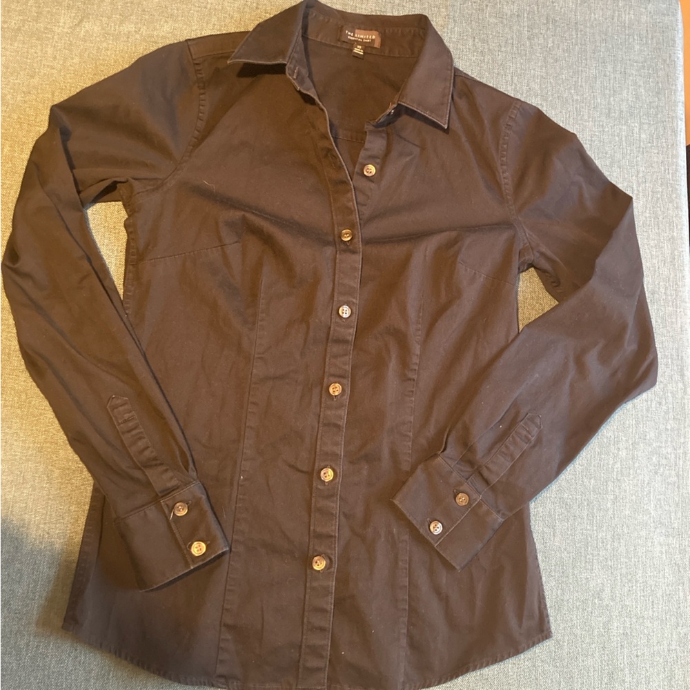 The Limited Black Cotton Button-Down Shirt
